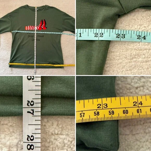 Dont Make Me Drop A House On You Sweatshirt XL Green Wizard Inspired Theater Top - Picture 4 of 10